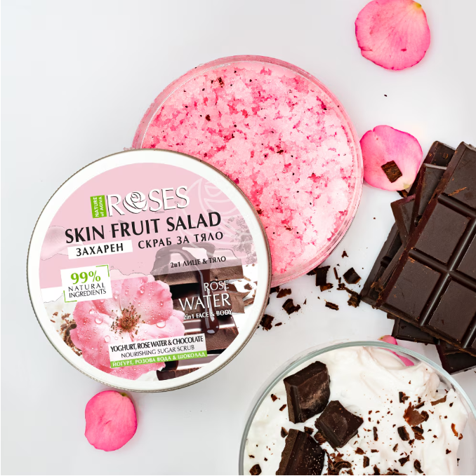 Захарен скраб за лице и тяло Nature of Agiva Roses